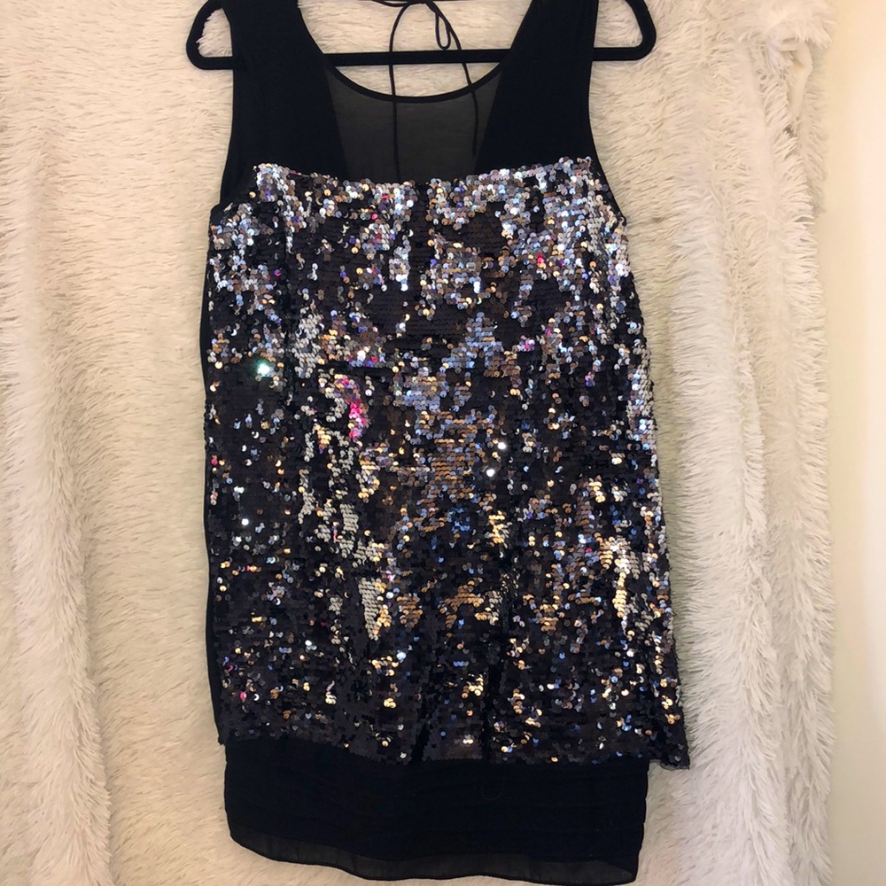 Esley Sequin Cowl Back Dress